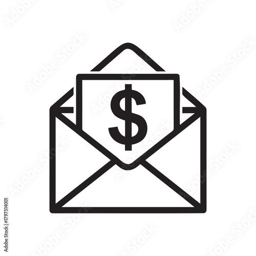Open envelope with dollar sign inside