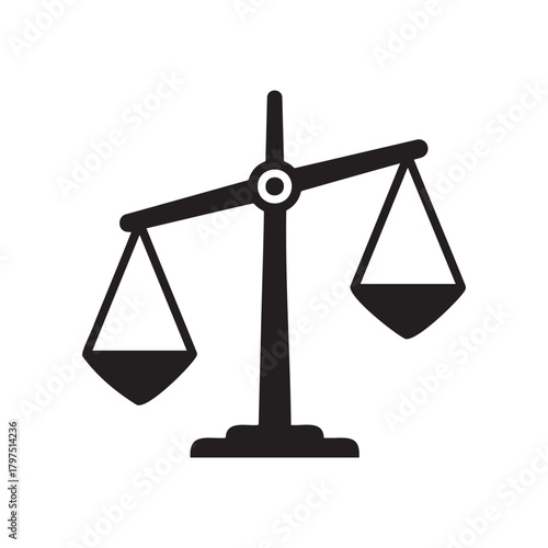 Black silhouette of a balance scale with two pans