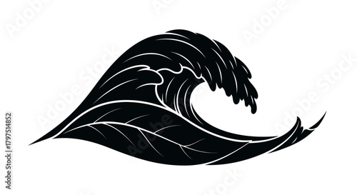Dynamic black wave illustration with flowing lines evokes power and natural beauty, perfect for branding and design projects