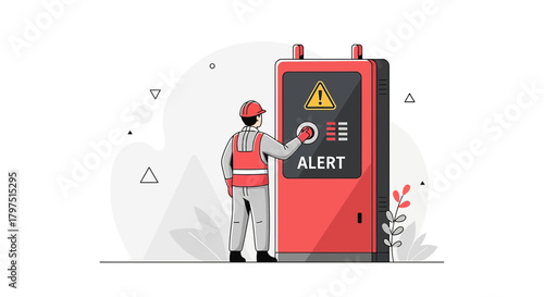 Industrial worker activating alert system for safety measures in work environment