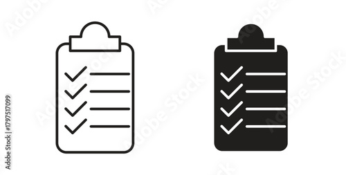 Clipboard icons, vector symbols. filled flat sign