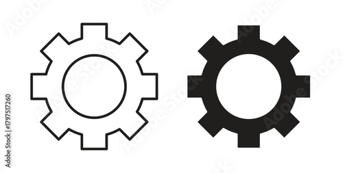 Cogwheel icons, vector symbols. filled flat sign