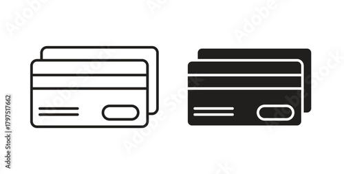 Credit card icons, vector symbols. filled flat sign