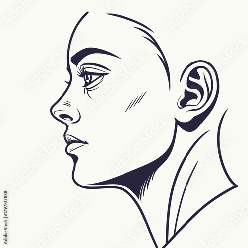 A womans face in profile