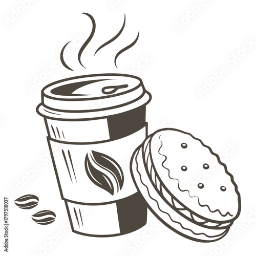 Coffee and sandwich, a delightful snack time treat