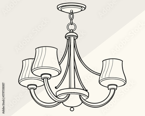 Elegant chandelier with three lampshades