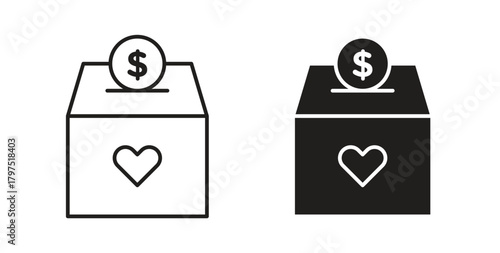 Donations icons, vector symbols. filled flat sign