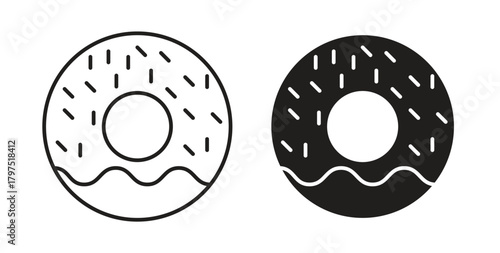 Donut icons, vector symbols. filled flat sign