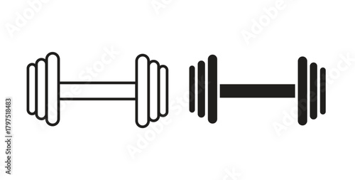 Dumbbell icons, vector symbols. filled flat sign