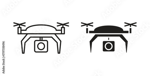 Drone icons, vector symbols. filled flat sign