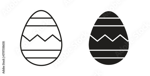 Easter egg icons, vector symbols. filled flat sign