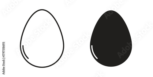 Egg icons, vector symbols. filled flat sign