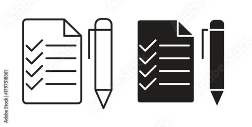 Exam icons, vector symbols. filled flat sign