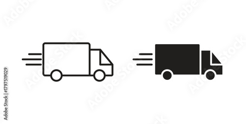Fast shipping delivery truck icons, vector symbols. filled flat sign