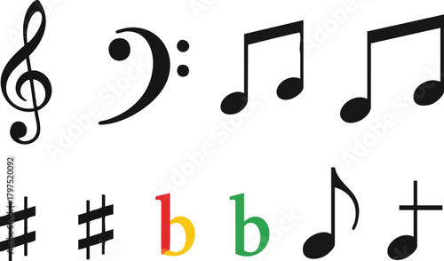 Diverse Array of Musical Symbols and Notations for Creative Projects