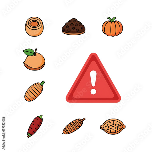 Food allergens warning sign showing risky ingredients.