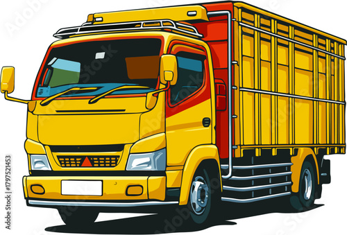 Vibrant Yellow Commercial Truck Illustration