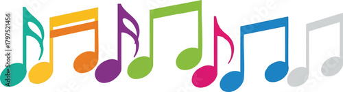 Colorful Music Notes Illustration on White Background