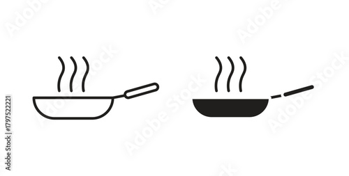 Frying pan icons, vector symbols. filled flat sign