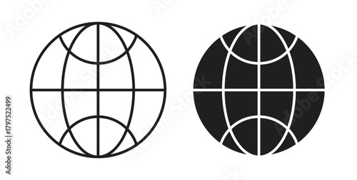 Globe icons, vector symbols. filled flat sign
