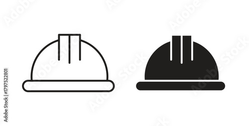 Hard hat icons, vector symbols. filled flat sign