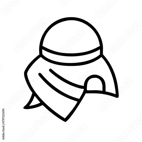 Illustration of a head covered with a scarf