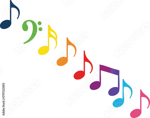 Rainbow of Music A Vibrant Cascade of Colorful Musical Notes