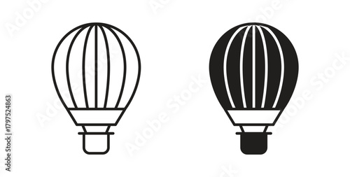 Hot air balloon icons, vector symbols. filled flat sign