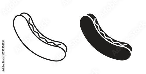 Hot dog icons, vector symbols. filled flat sign