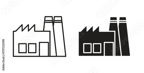 Industrial factory icons, vector symbols. filled flat sign