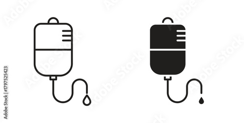 IV drip icons, vector symbols. filled flat sign