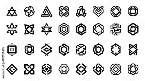 Bold Geometric Logo Icons Set — Modern Minimal Abstract Vector Symbol Collection