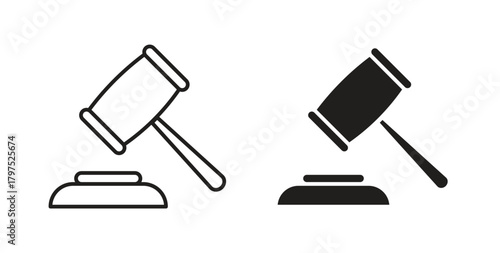 Law icons, vector symbols. filled flat sign