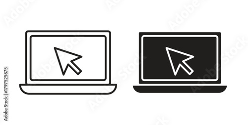 Laptop icons, vector symbols. filled flat sign