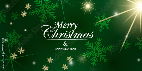 Merry Christmas and Happy New Year horizontal banner.