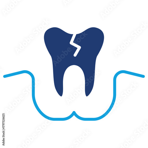 Broken Tooth Flat Blue Icon