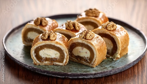 Walnut And Buttercream Roll A Traditional Oriental Pastry
