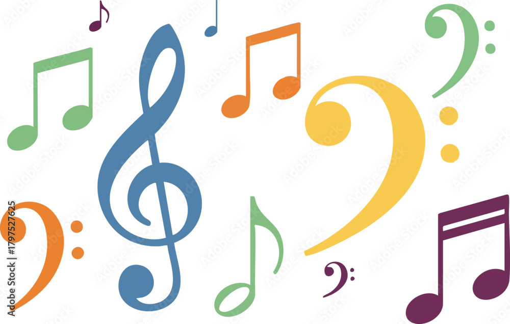 Naklejka premium Vibrant Music Notes Design A Symphony of Colors and Sounds