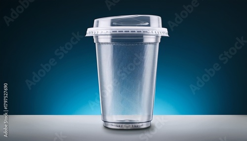 A Realistic Transparent Disposable Ice Cup With A Cup Holder Transparent Plastic Cup Mockup With Lid 3D Rendering