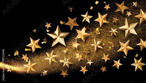 Gold Stars Confetti Falling Magic Glitter Confetti Golden Dust Modern Design Elements Or Decoration Png