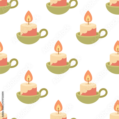 cartoon candle holder seamless pattern