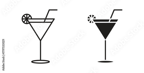 Citrus Martini glass icon for mobile app, editable designs