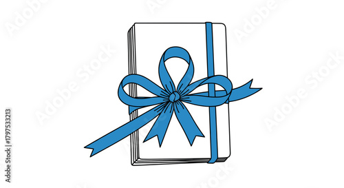 Gift box wrapped with blue ribbon and bow in simple design, Prostate Cancer Awareness 