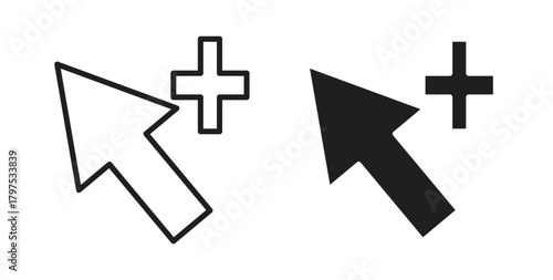 Cursor plus icon for mobile app, editable designs