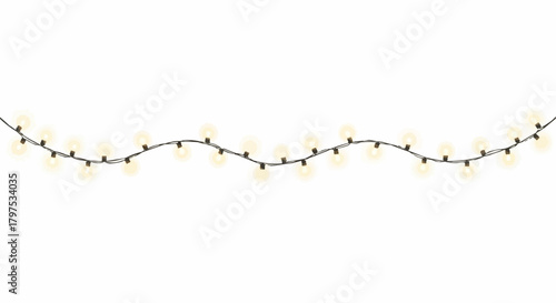 A decorative glowing string of Christmas lights for winter holiday celebrations, isolated on a white background, festive vector illustration
