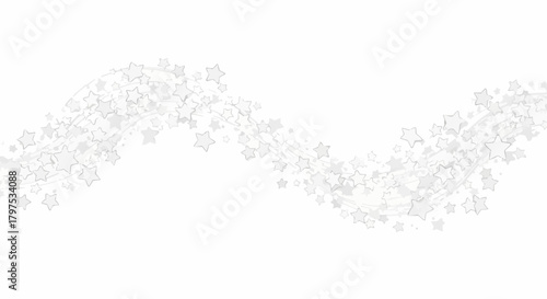 Vector illustration of winter Christmas snowflakes flowing in a gentle wave on a white background