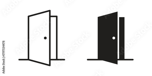 Door open icon for mobile app, editable designs