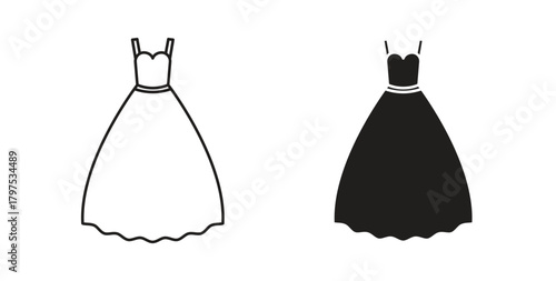 Dress icon for mobile app, editable designs