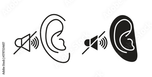 Ear deaf icon for mobile app, editable designs