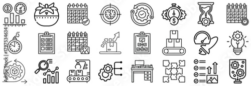 Business and Productivity Icons Planning, Time, and Workflow